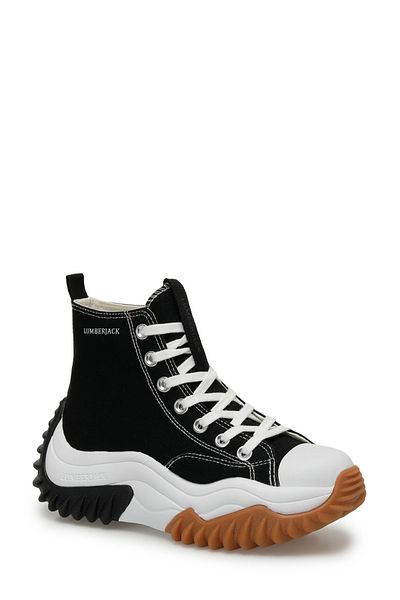 lumberjack Maduro High Black Linen High-Sole High-Top Casual Women's Sneakers