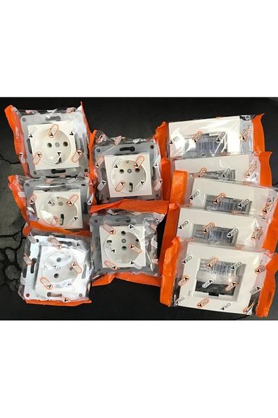 VİKO White Grounded Karre Socket + Frame Set of Five