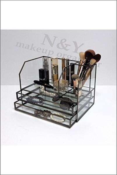N&Y makeup organizer ANTIQUE BRONZE 723 - منظم مكياج باريس ذو درج مزدوج (28x20x17 سم)