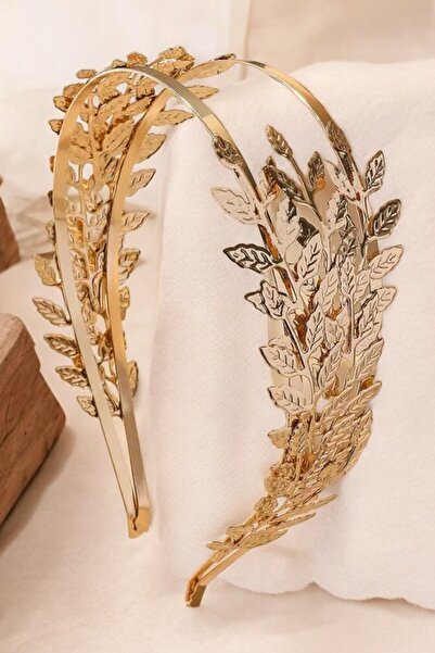 ZETLEX Yaprak Motifli Düğün Nişan Kına Gelin Tacı