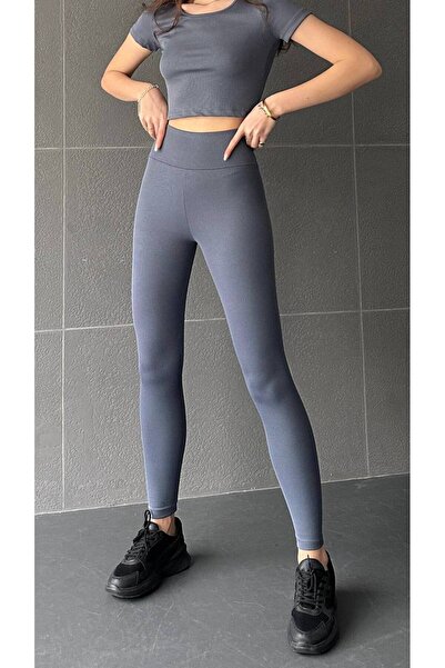 Afili butik YÜKSEK BEL KEMERLİ ŞARDONLU FİTİLİ TAYT