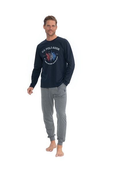 U.S. Polo Assn. Η.Π.Α. Polo Assn. Σετ ανδρικών πιτζάμες Navy Blue με στρογγυλή λαιμόκοψη