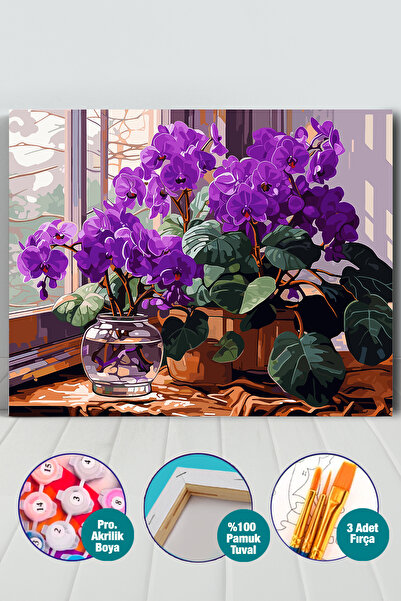 Picasso World Hobby Art Sayılarla Boyama 40x50 Tuval Fırça Boya Dahil Orkideler
