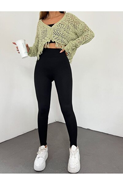 Afili butik YÜKSEK BEL KEMERLİ İNTERLOK ÇELİK TAYT