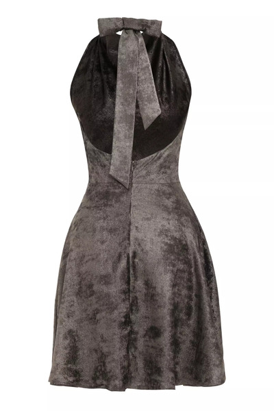 Keikei Altın örme kolsuz kısa elbise