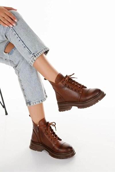 SOFT FASHION Kadın Taba Yeni Moda Rahat Tarz Kışlık Önü Dikişli Bot Postal - ...