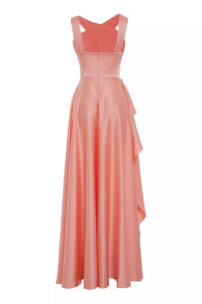 Keikei Satin Patterned Sleeveless Long Dress
