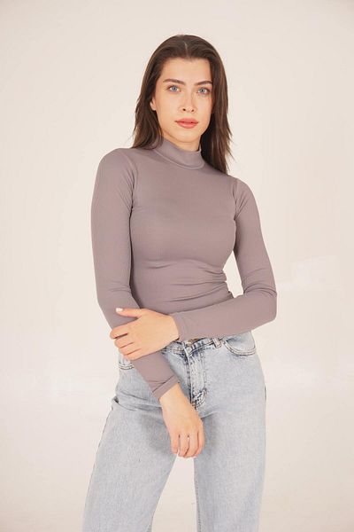 CHAURA Turtleneck Basic Long Sleeve Blouse