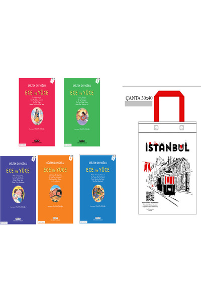 Yapı Kredi Yayınları Ece ile Yüce  1 - 2 - 3 - 4 - 5 Set Bez Çanta Hediyeli
