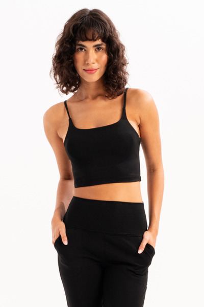 JUSTEVER Thin Strap Light Supported Black Women's Sports Bra with Removable Pads - Spica