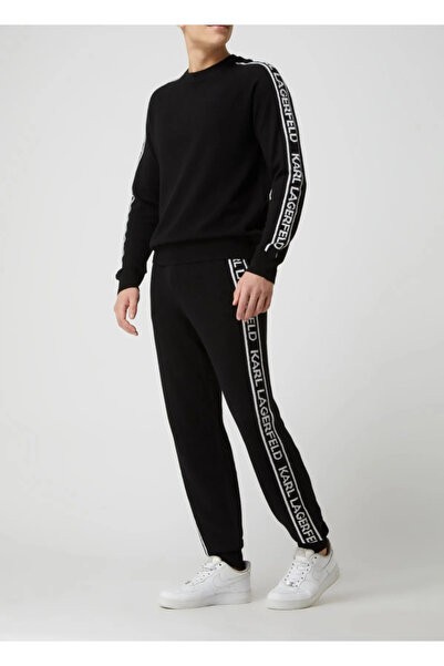 Karl LagerfeId Stripe Logo Black Sweatshirt