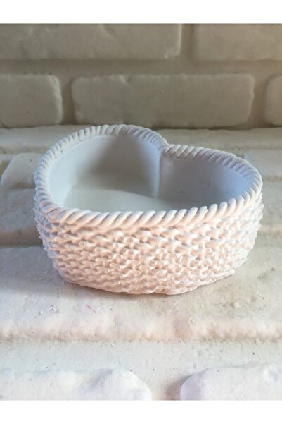 ndukkan Dekoratif Örgü Desenli Kalp Beton Saksı Boyasız 10*14*4 Cm