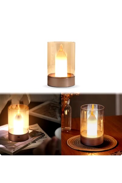 RRULTECH 3adet Sarjlı Masa Lambası Mum Işığı Alevsiz Elektrik Led Işık Dans H...