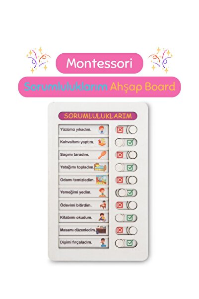 Hopiers Sorumluluklarım Ahşap Board / Çocuklar Için Eğitici Ve Eğlenceli Soru...