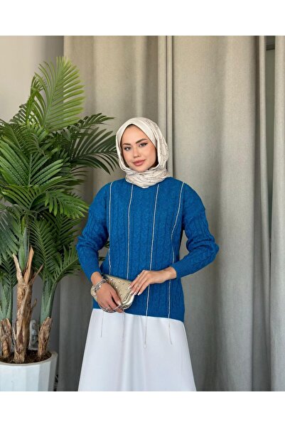 Tradinyom Pulover din lână groasă decorată cu fire de diamant pentru creștere...