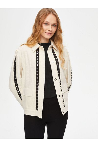 Faik Sönmez Tweed Jacket with Trok and Stripe Detail 69174