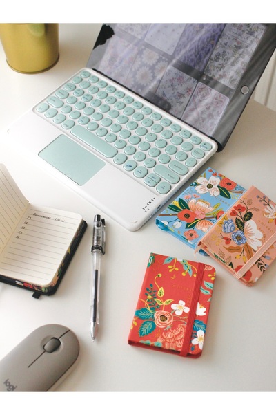 Nova Crafts دفتر ملاحظات صغير مزين بالزهور والذهب بلون السلمون