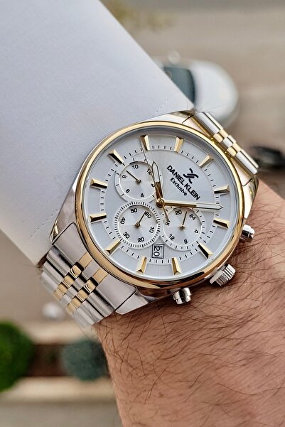 Daniel Klein Sarı Gümüş Renk 24 Ay Garantili Fonksiyonlu Erkek Kol Saati