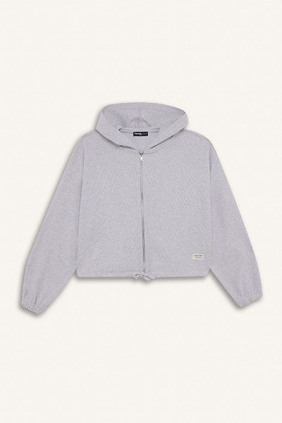 DeFacto Coool Loose Fit Basic Plain Hooded Zippered Sweatshirt E1464Ax24Wn