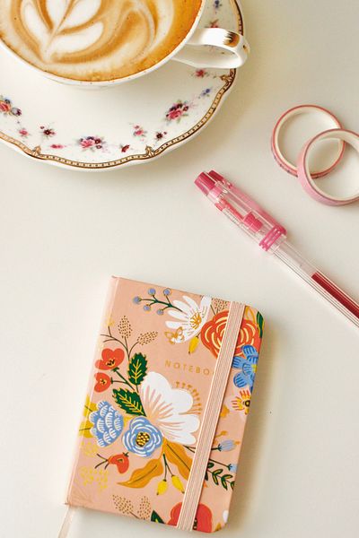 Nova Crafts Salmon Color Floral and Gilt Micro Notepad