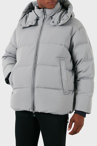 Emporio Armani معطف منتفخ للرجال - غطاء رأس قابل للإزالة، مقاس عادي، معطف مبطن بالصوف 6D1B83 1NVDZ 0