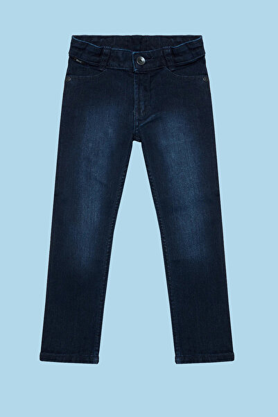 Lindakids Likralı Belden Ayarlamalı Slim Fit Lacivert Erkek Çocuk Tarz Kot Pantalon