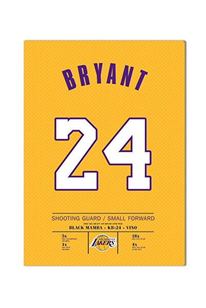 Saturn Kobe Bryant 24 Forma Kanvas Tablo 40x55cm NBA Los Angeles Lakers Jersey