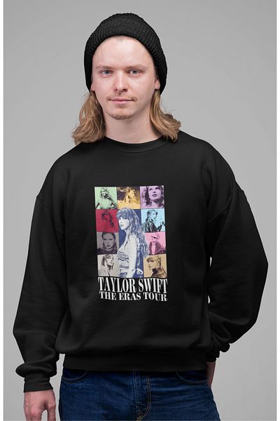 Fuddy Moda Taylor Swift Eras Tour Back Printed Hoodless Sweatshirt, Unisex Oversize Taylor Swift Sweatshirt