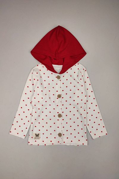 Peki Cotton Heart Hooded Baby and Kids Cardigan - Yilbasi Bayram 29 October 23 April 15207