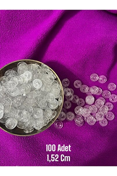 SIFIR312 100 Adet Şeffaf Düğme - Yorgan Nevresim Düğmesi - Hobi Malzemesi 1,5...