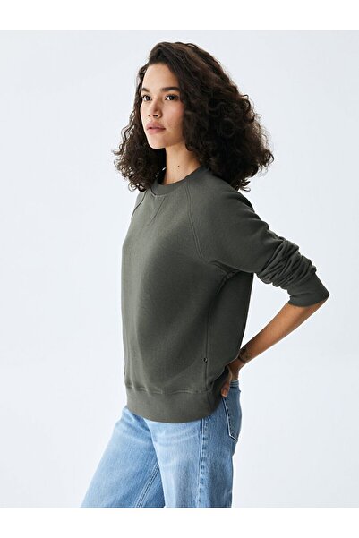 Ltb Зелен суитшърт с дълъг ръкав и нулева яка