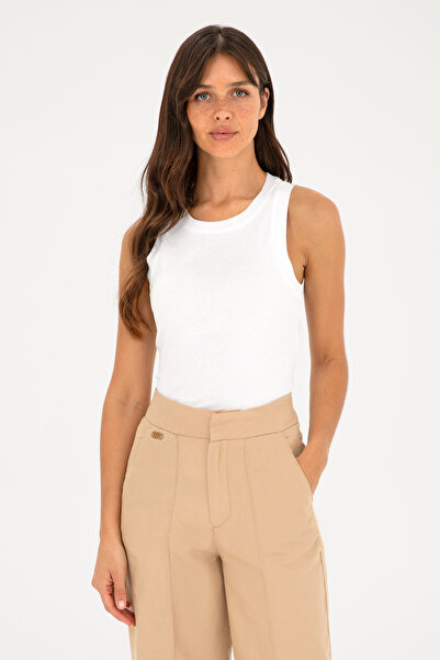 U.S. Polo Assn. Kadın Beyaz Bisiklet Yaka Kolsuz Basic Tişört 50280072-VR013