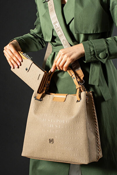 Just Polo حقيبة كتف نسائية بحزام طويل قابل للتعديل مكونة من 3 أقسام ومحفظة مق...