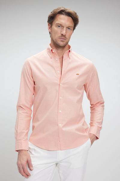 BROOKS BROTHERS Erkek Turuncu Düğmeli Yaka Slim Oxford Erkek Gömlek