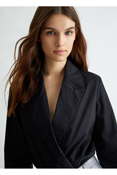 Liu Jo Kadın Uzun Kol Gömlek Yaka Düz Siyah Bluz WF4198 T3904-M9027