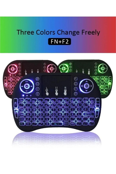 Laraheiser Premium RGB Led Işıklı Tv Televizyon Ps3 Uzaktan Mini Klavye