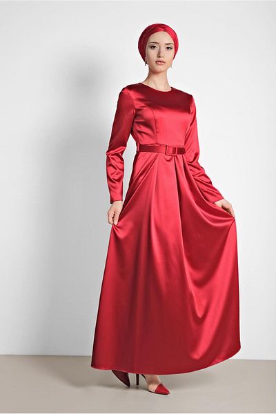Alvina Belted Satin Dress 4227