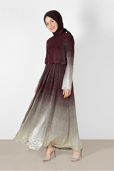 Alvina 40831 Model Foil Printed Glitter Dress