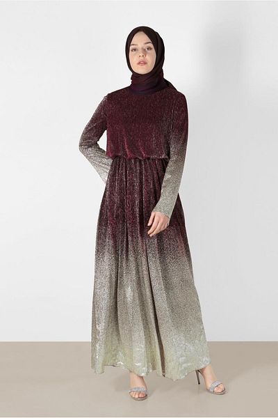 Alvina 40831 Model Foil Printed Glitter Dress