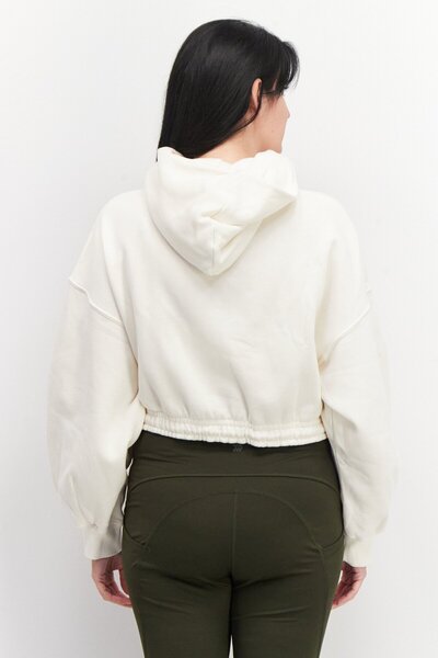 Puma Women Sportswear Fit Brand Logo Training Crop Hoody, Cream