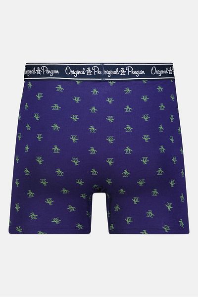 Original Penguin Men 3 Pieces All Over Print Boxer Briefs, Navy