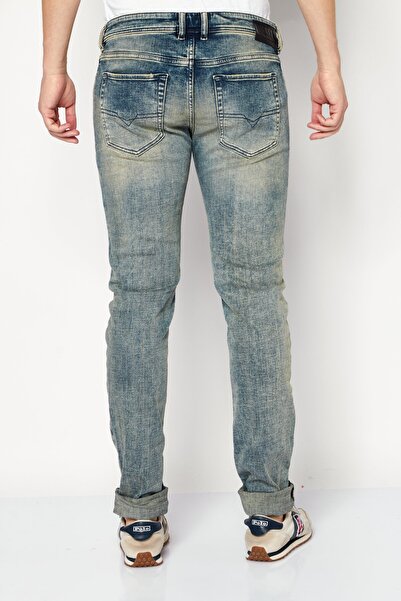 Diesel Men Regular Fit Washed Stretchable Jeans, Navy Blue Wash