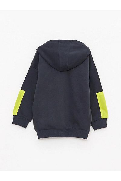LC Waikiki Baby Hooded Long Sleeve Color Blocked Baby Boy Zippered Sweatshirt