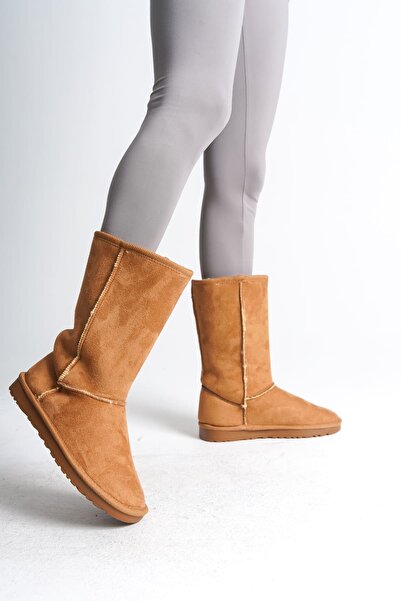 MEVESE FREYA Bağcıksız Düz Taban İçi Kürklü Süet Kadın Bot TT Taba