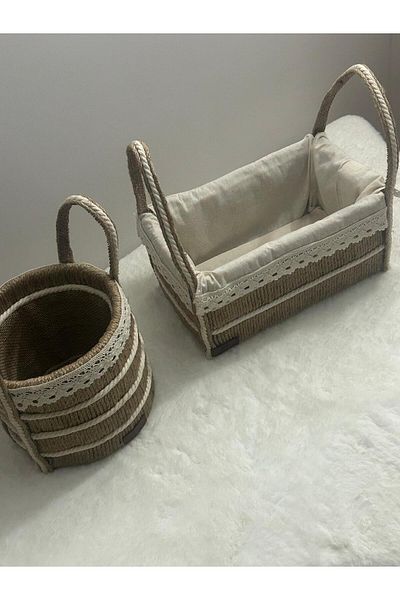 Nil Tasarım ve Hediyelik Decorative Multi-Purpose Double Kitchen Set Bread and Spoon Holder Basket