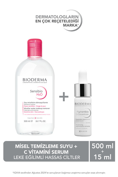 Bioderma Leke Karşıtı Aydınlatıcı C Vitaminli Gece Serumu 15 ml & Sensibio Mi...