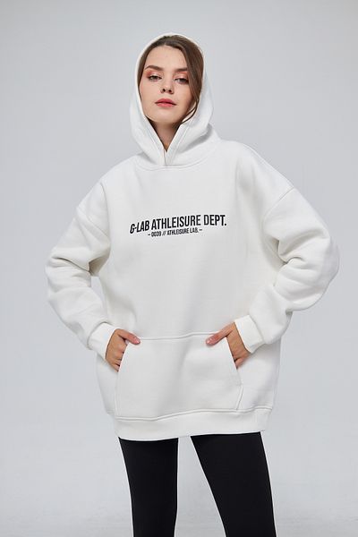 Moda Işık Унисекс суитшърт с качулка в екрю - 100% памук