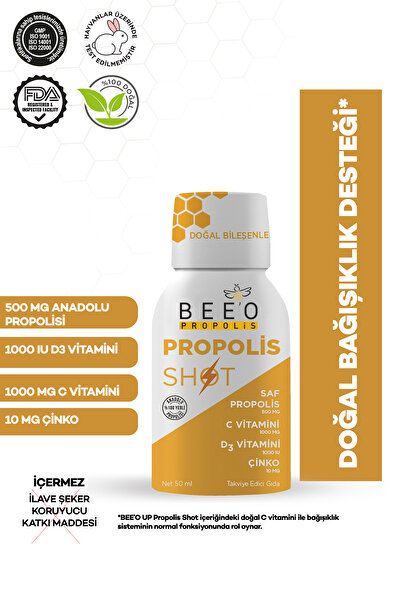 Bee`o Up Çinko D3 C Vitamini Shot Propolis 12 Adet