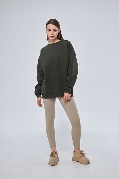 Moda Işık Φούτερ Khaki Unisex - Crew Neck, Hoodie, 100% βαμβάκι