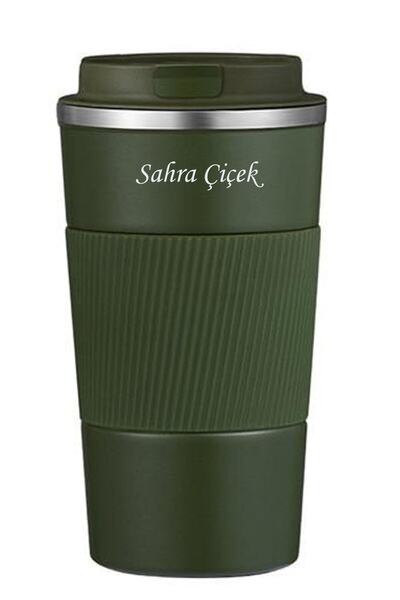 tusah 304 Pazlanmaz Çelik 500 Ml Kaydırmaz Lastikli Termos Bardak Mug Isme Özel